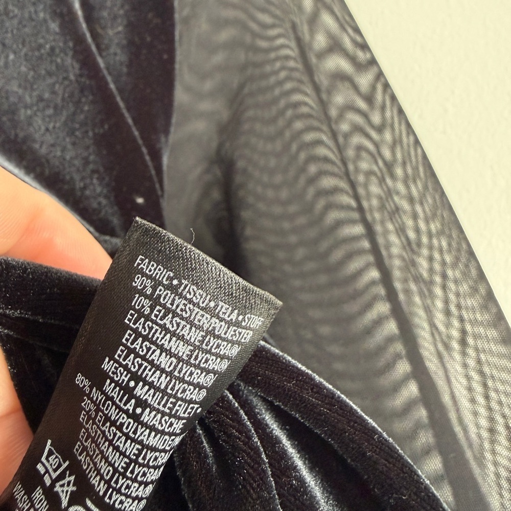 Marks & Spencer Black Velvet Mesh Sleeve Midi Dress - Picture 3 of 4